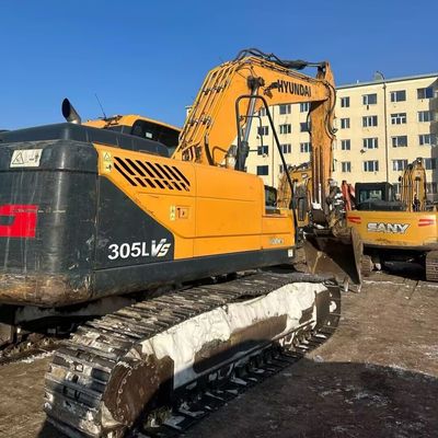 Yellow Hyundai 305 Used Excavator Digger 198kw 1900rpm Second Hand Construction Machine