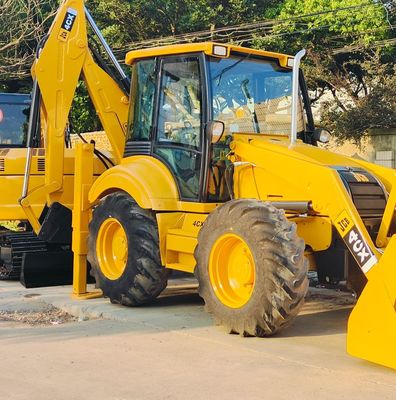 74.6kW JCB 4CX Used Loader Yellow 4378kg Lift Second Hand Backhoe Loader Wheel Moving