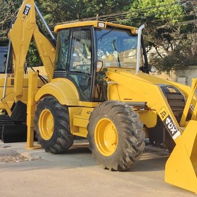 74.6kW JCB 4CX Used Loader Yellow 4378kg Lift Second Hand Backhoe Loader Wheel Moving